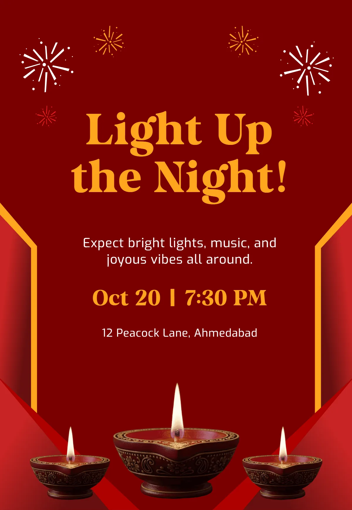 Free Festive Diwali Invitation Card Template to Edit Online