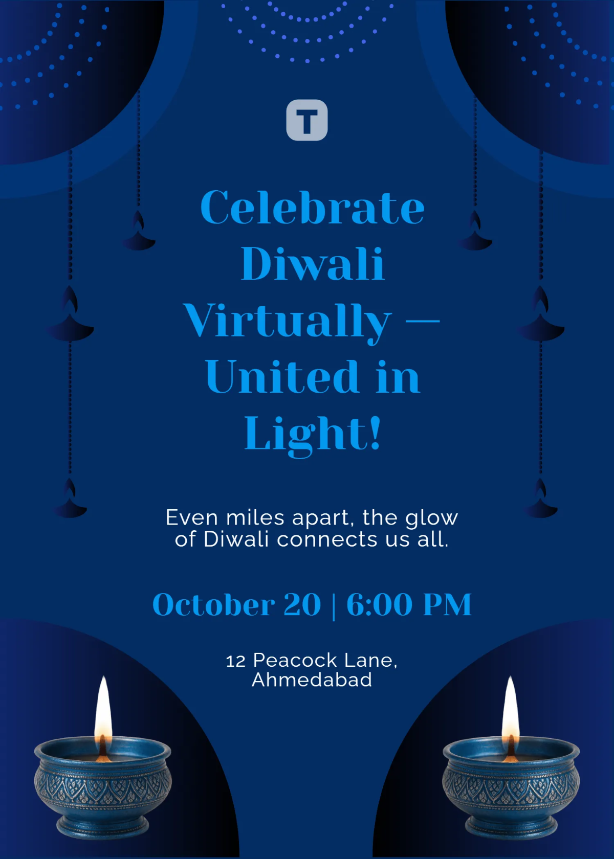 Free Digital Diwali Invitation With Logo Template to Edit Online