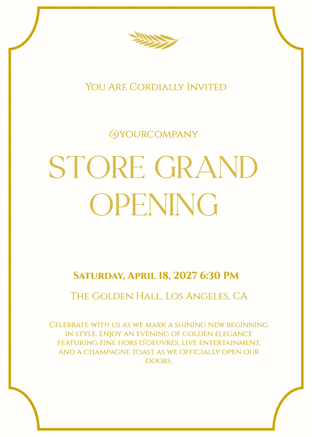 Free Golden Grand Opening Invitation Template to Edit Online Free Golden Grand Opening Invitation Template to Edit Online