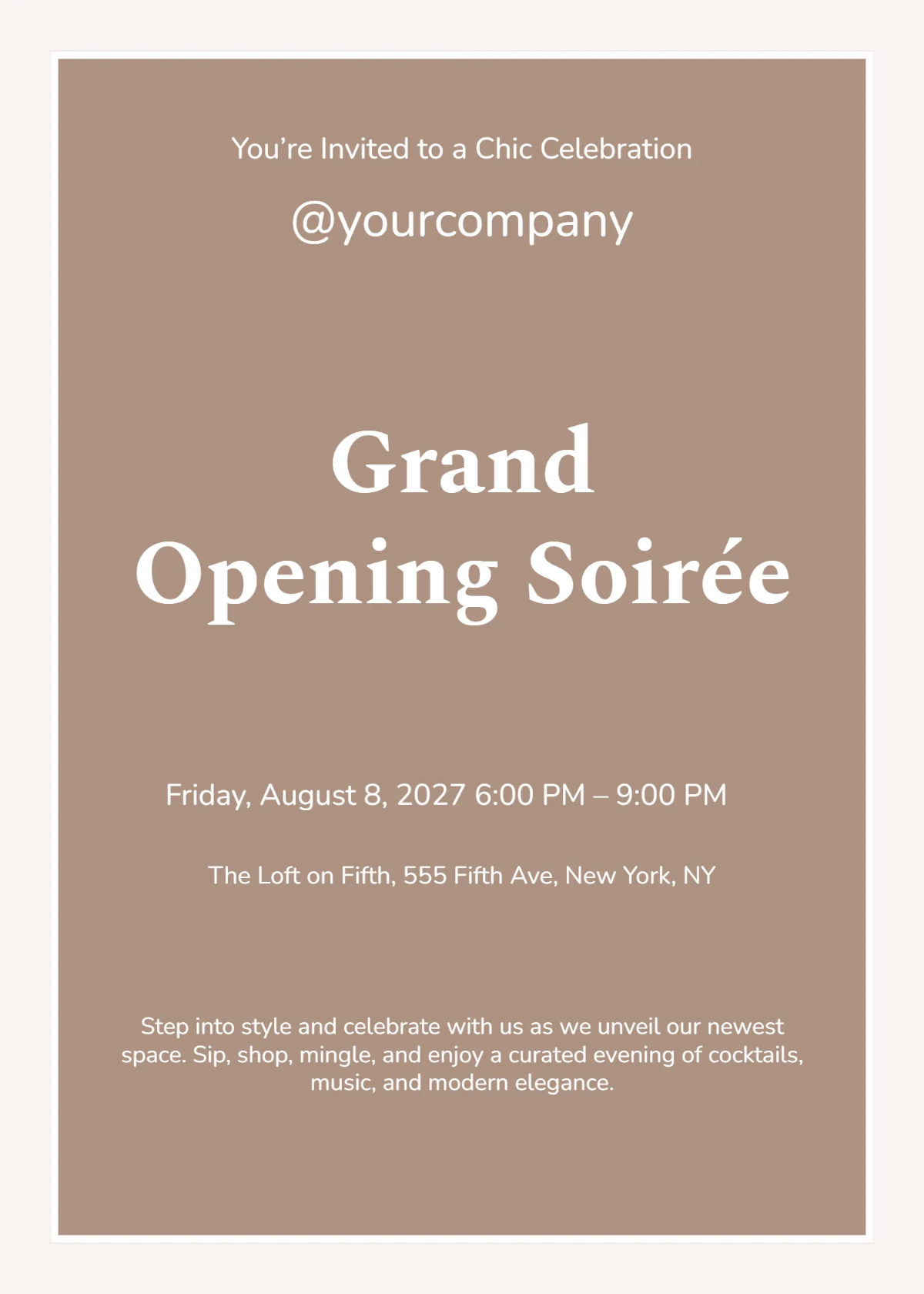 Free Chic Grand Opening Invitation Template