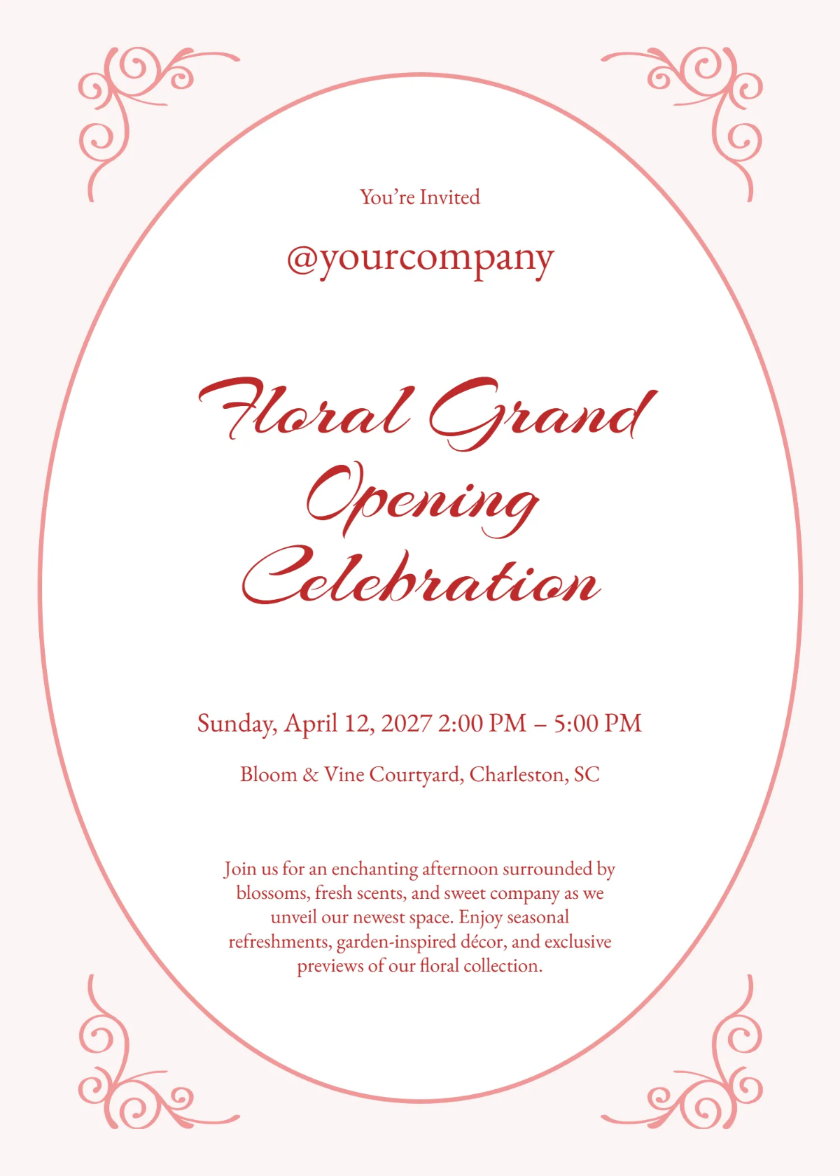 Free Floral Grand Opening Invitation Template