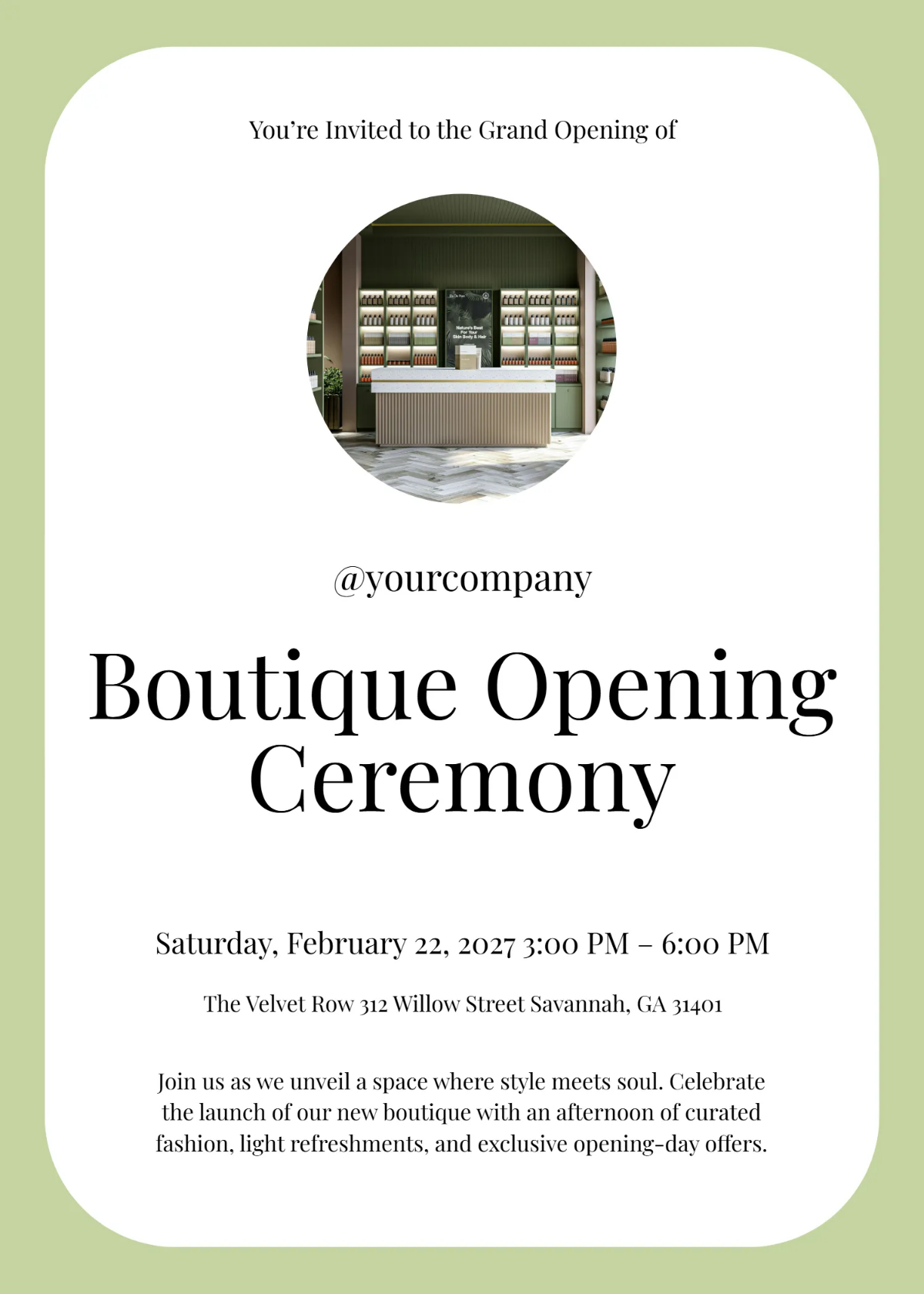 Free Boutique Opening Ceremony Invitation Template