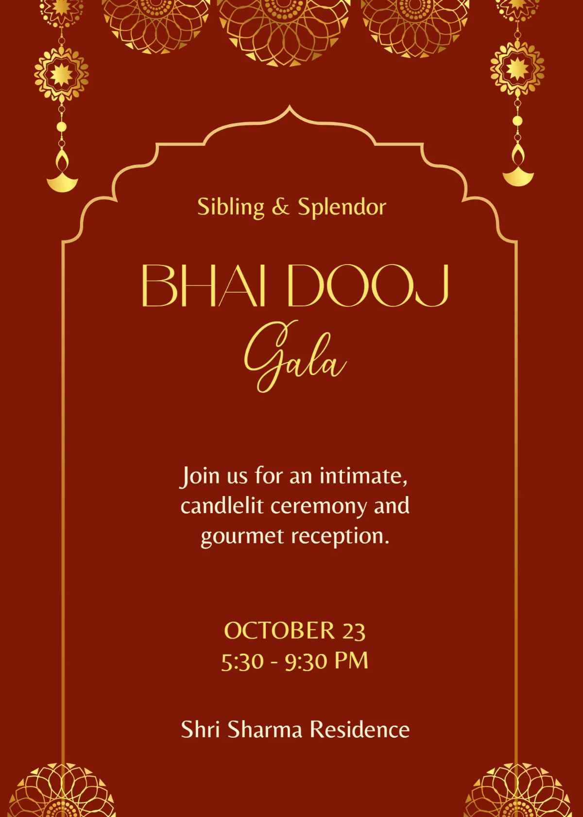 Free Luxury Bhai Dooj Invitation Template to Edit Online