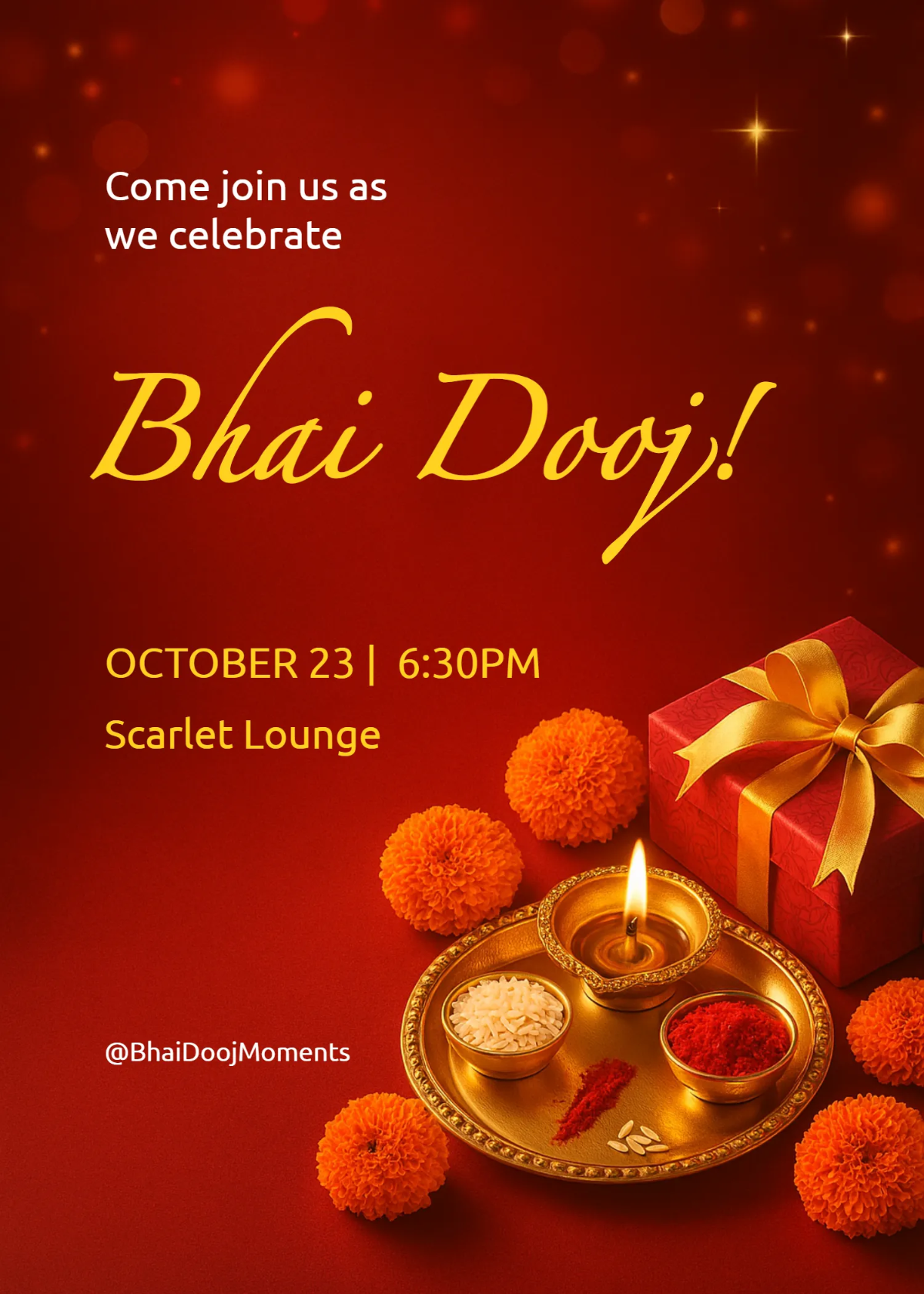 Free Red Bhai Dooj Invitation Template to Edit Online