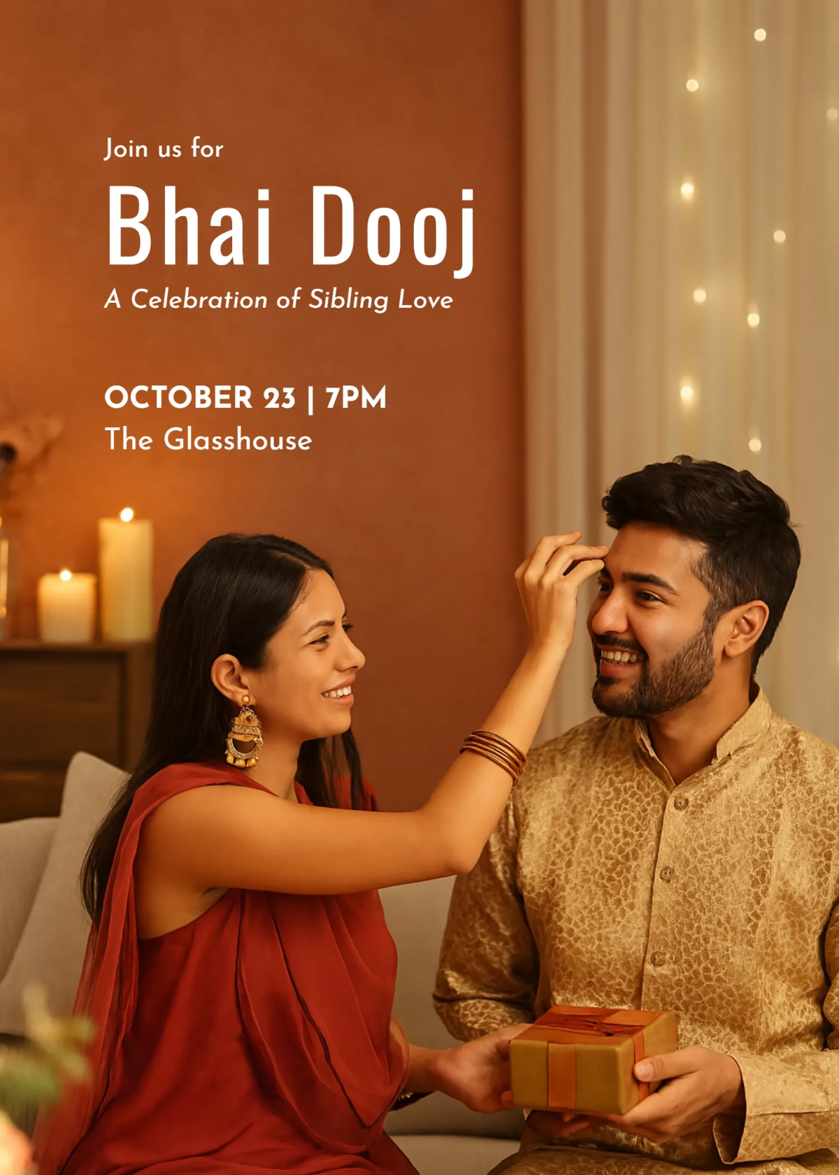 Free Modern Bhai Dooj Invitation Template to Edit Online