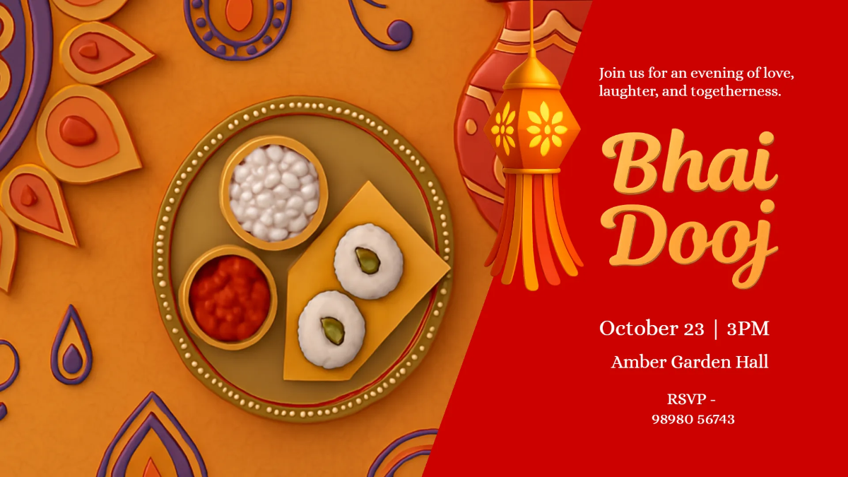 Free Bhai Dooj Background Invitation Template to Edit Online