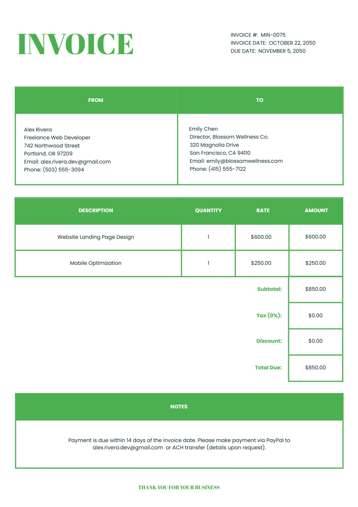 Free Minimal Invoice Template to Edit Online Free Minimal Invoice Template to Edit Online