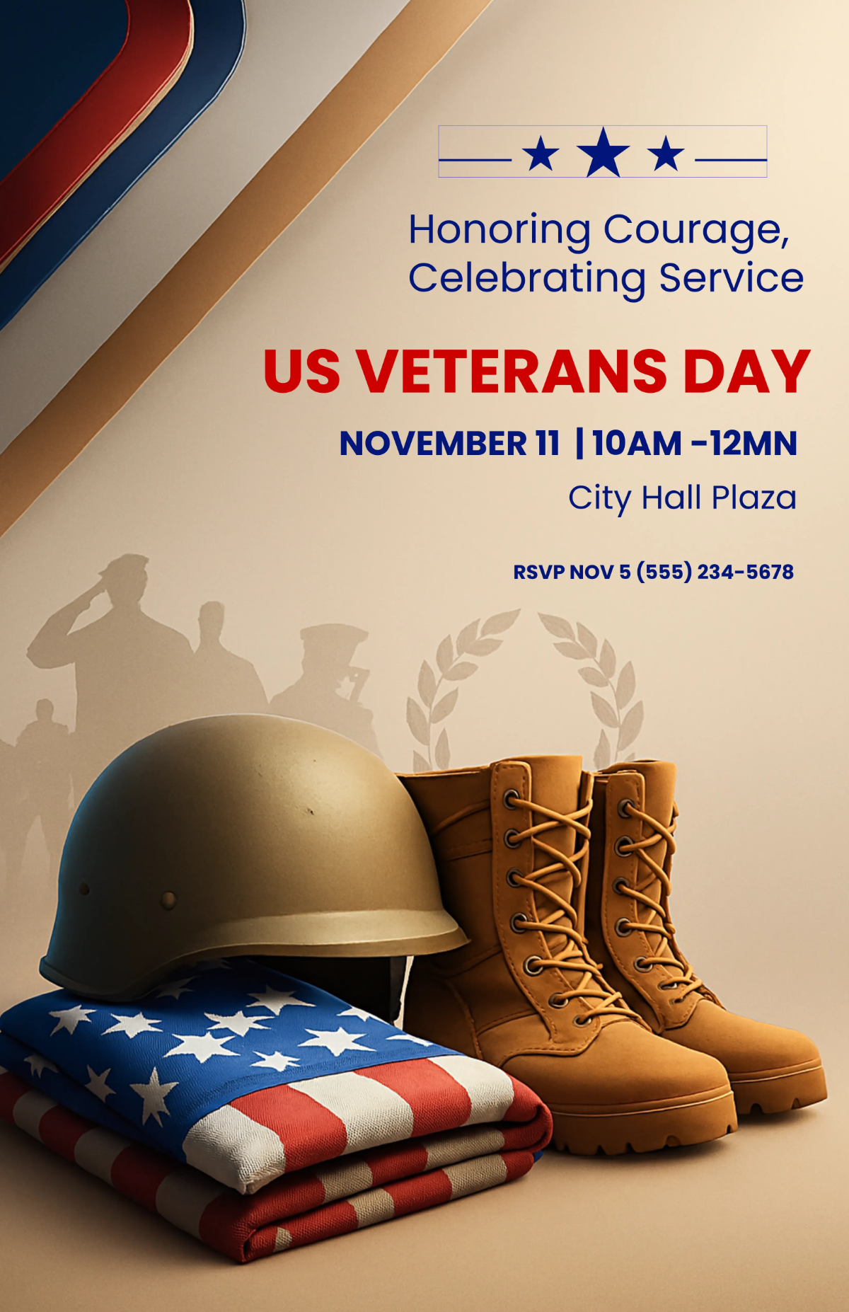 Free Modern Veterans' Day Poster Template to Edit Online