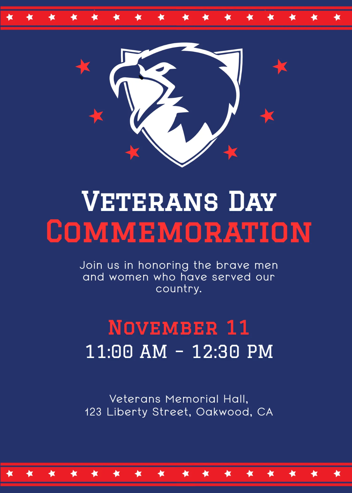 Free Veterans' Day Commemoration Template to Edit Online Free Veterans' Day Commemoration Template to Edit Online