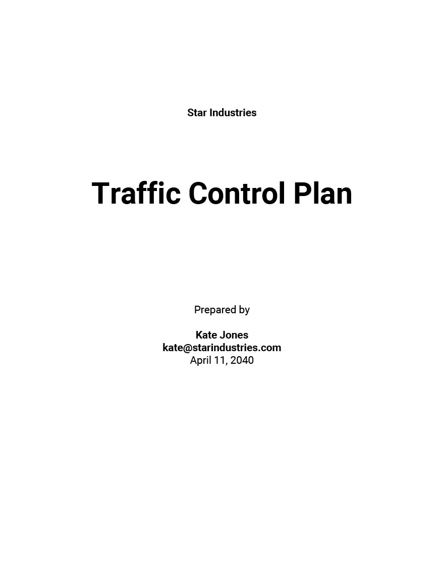 Traffic Control Plan Template Blank