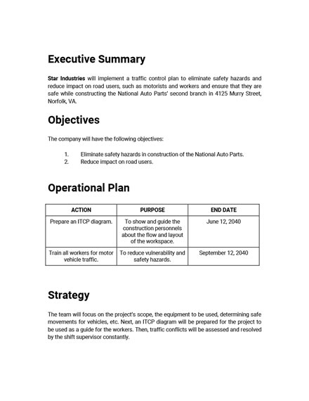 Traffic Control Plan Template - Google Docs, Word, Apple Pages, PDF ...