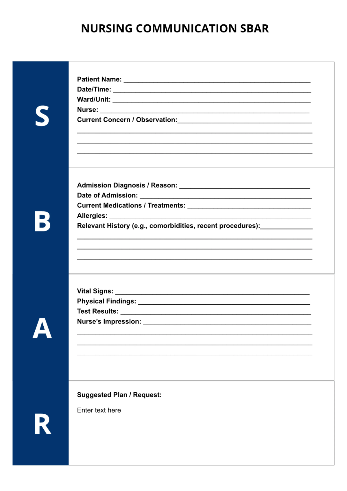 Free Communication SBAR Template to Edit Online