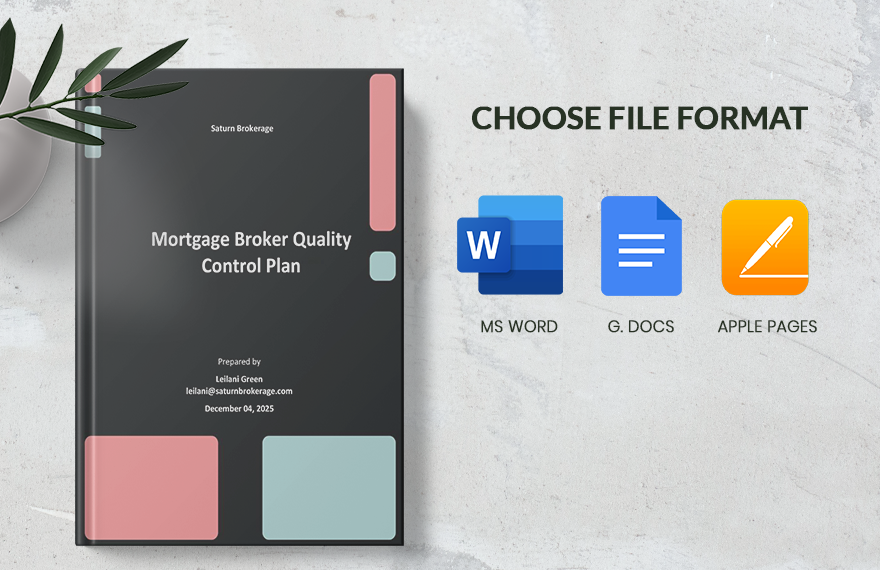 Mortgage Broker Quality Control Plan Template