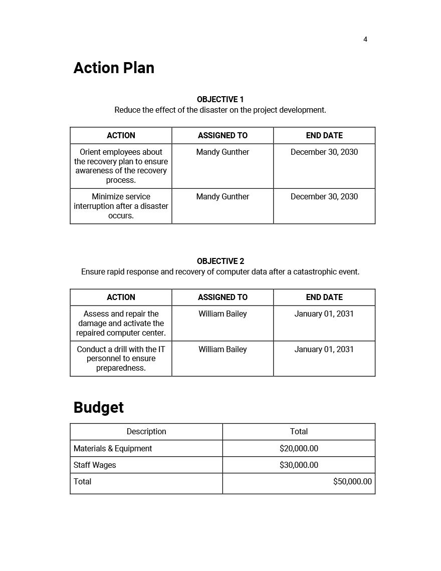 Free Free Simple Disaster Recovery Plan Template Google Docs, Word