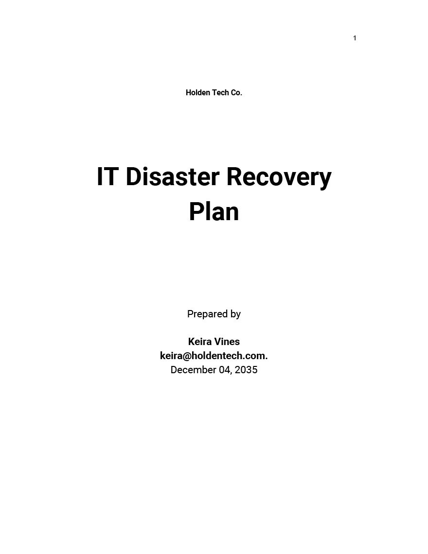 Free Simple Disaster Recovery Plan Template