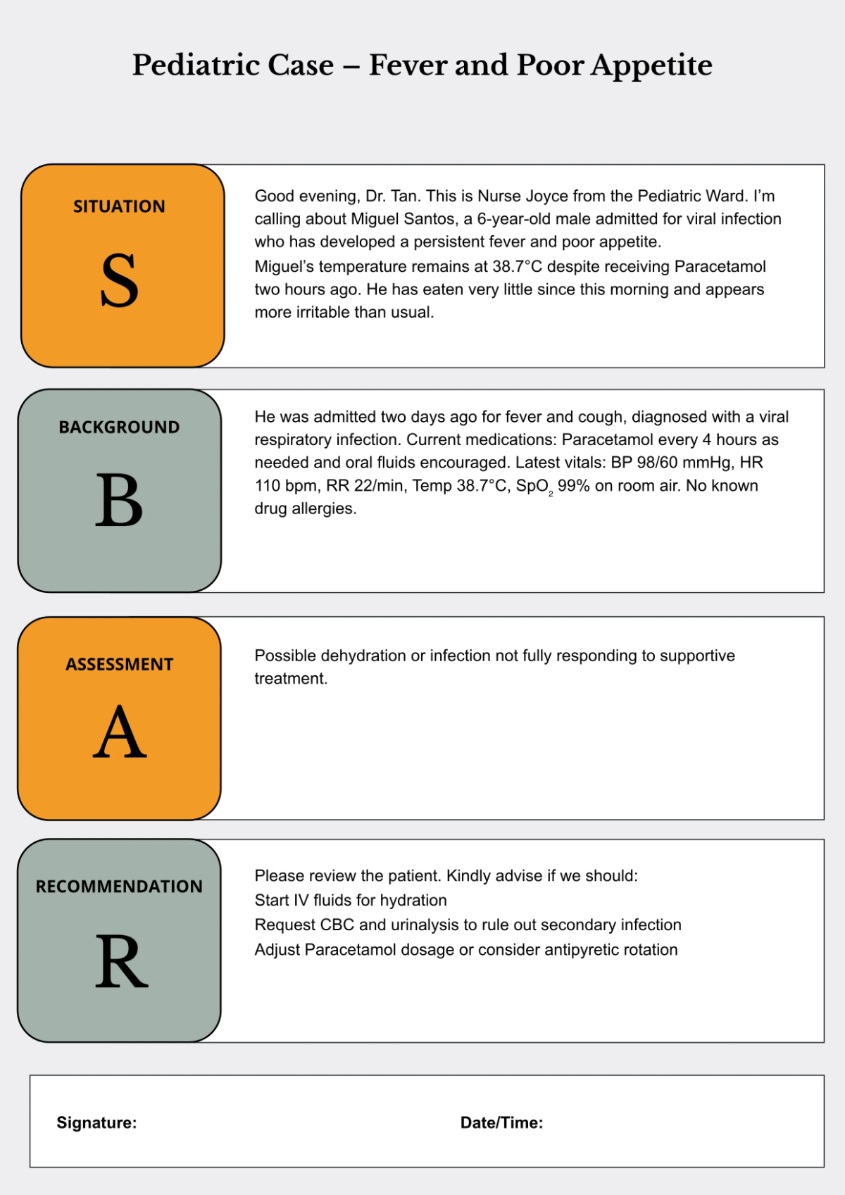 Free Elegant SBAR Template to Edit Online