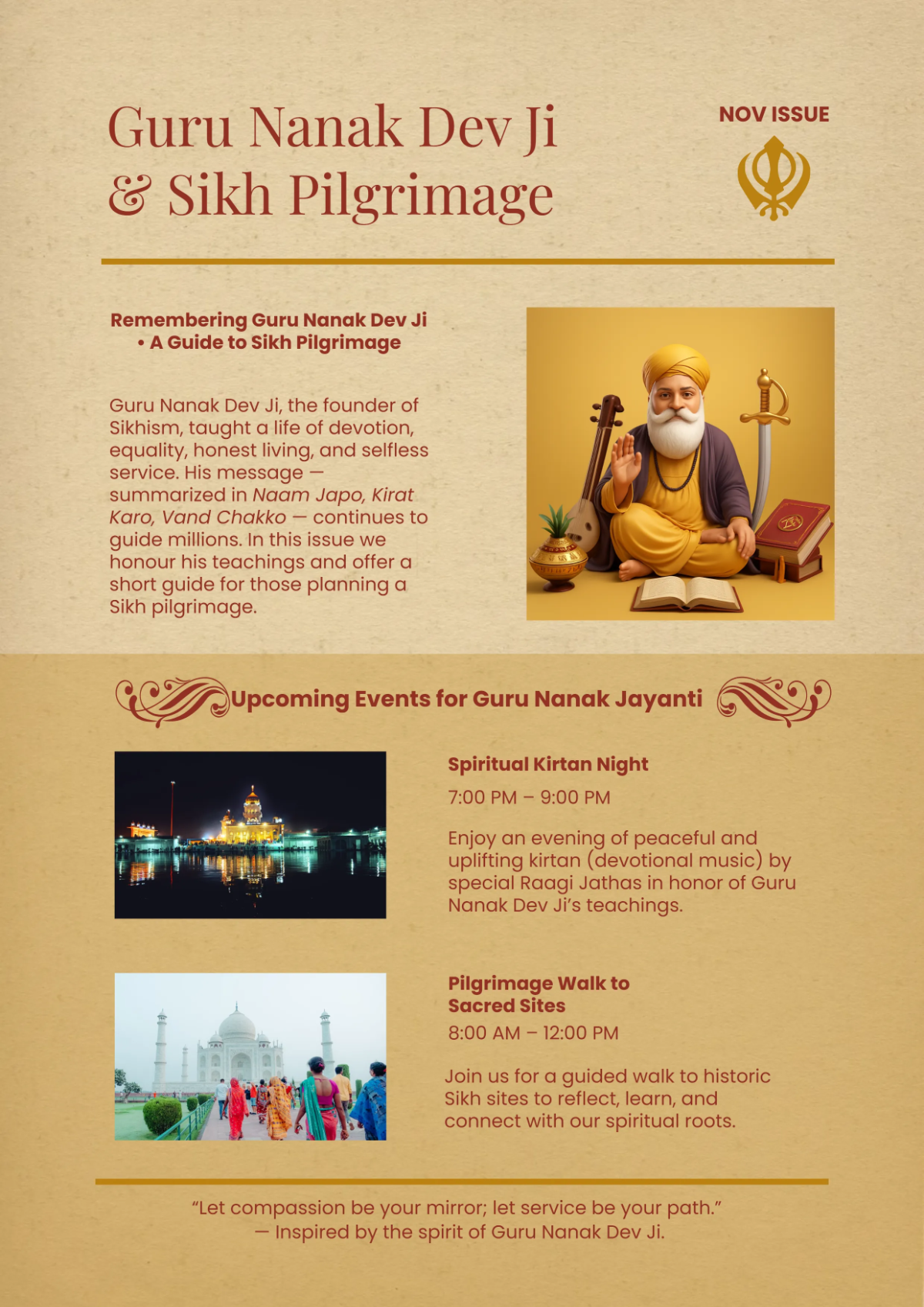 Free Vintage Sikh Pilgrimage Newsletter Template to Edit Online
