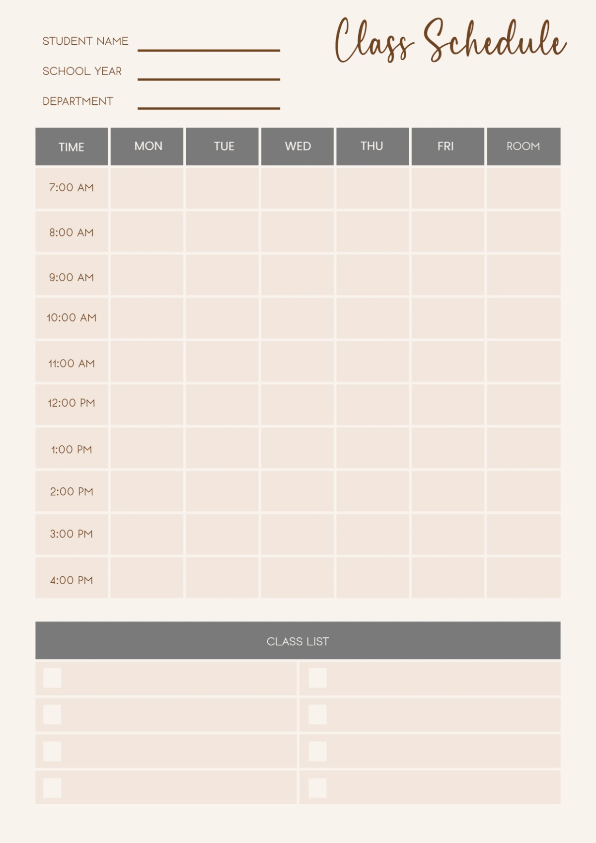 Free Aesthetic Classroom Schedule Template to Edit Online