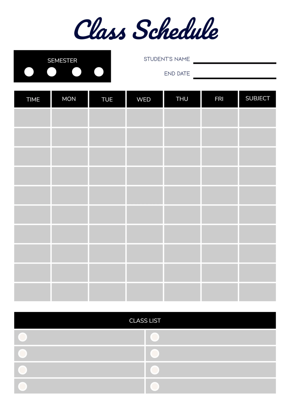 Free Cute Classroom Schedule Template to Edit Online