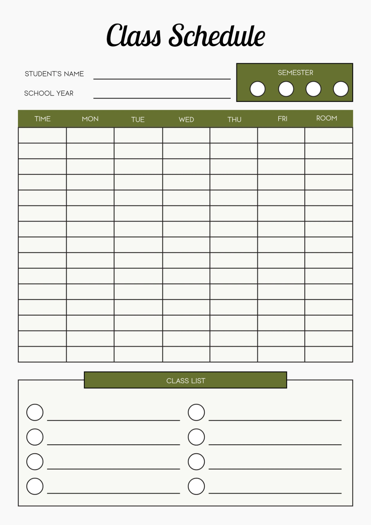 Free Modern Classroom Schedule Template to Edit Online