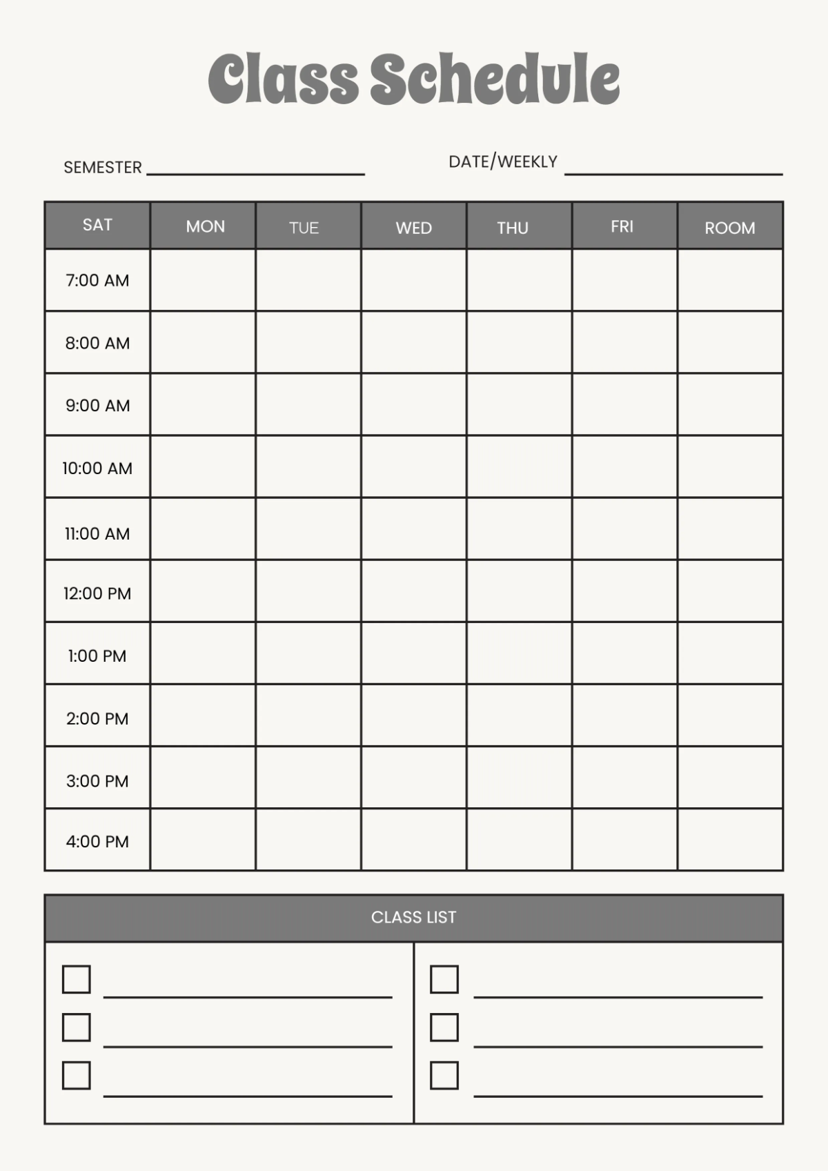 Free Colorful Classroom Schedule Template to Edit Online