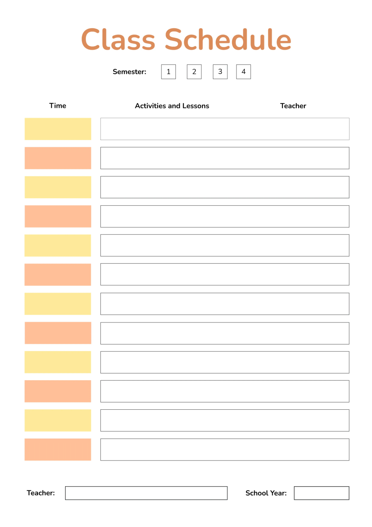 Free Preschool Classroom Schedule Template to Edit Online