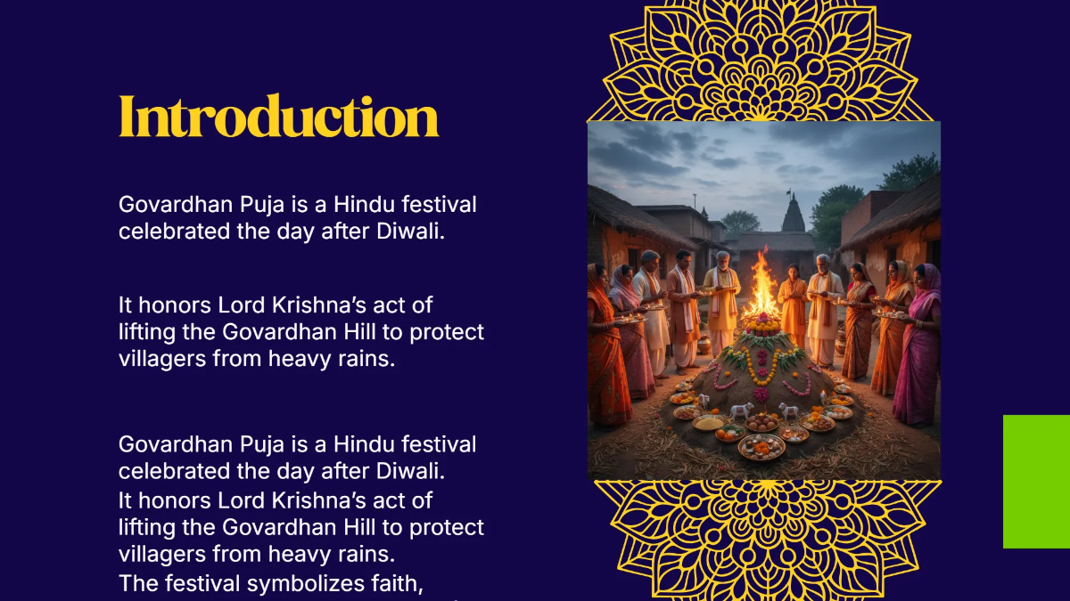 Free Govardhan Puja Presentation Template to Edit Online