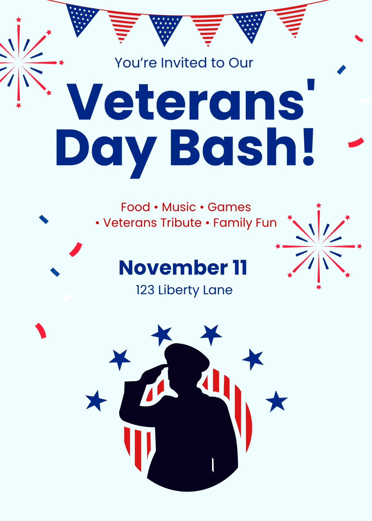 Free Veterans' Day Bash Template to Edit Online