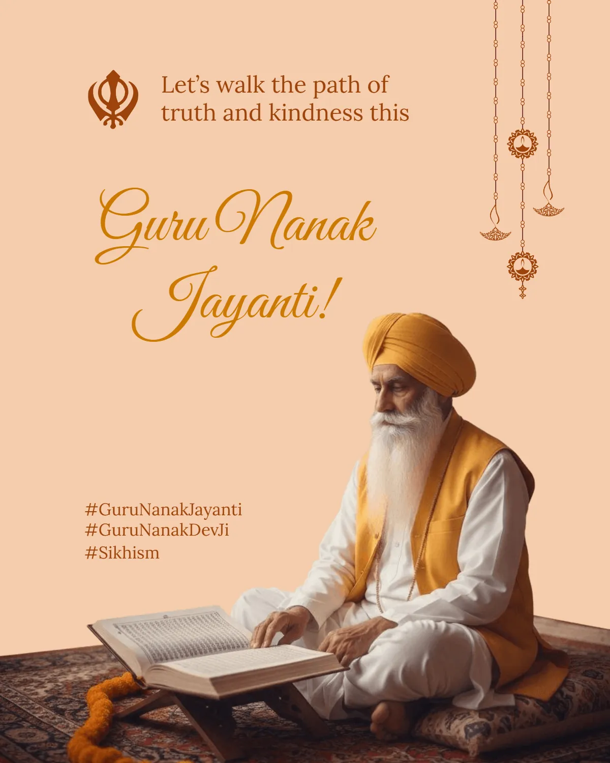 Free Guru Nanak Celebration Instagram  Post Template to Edit Online
