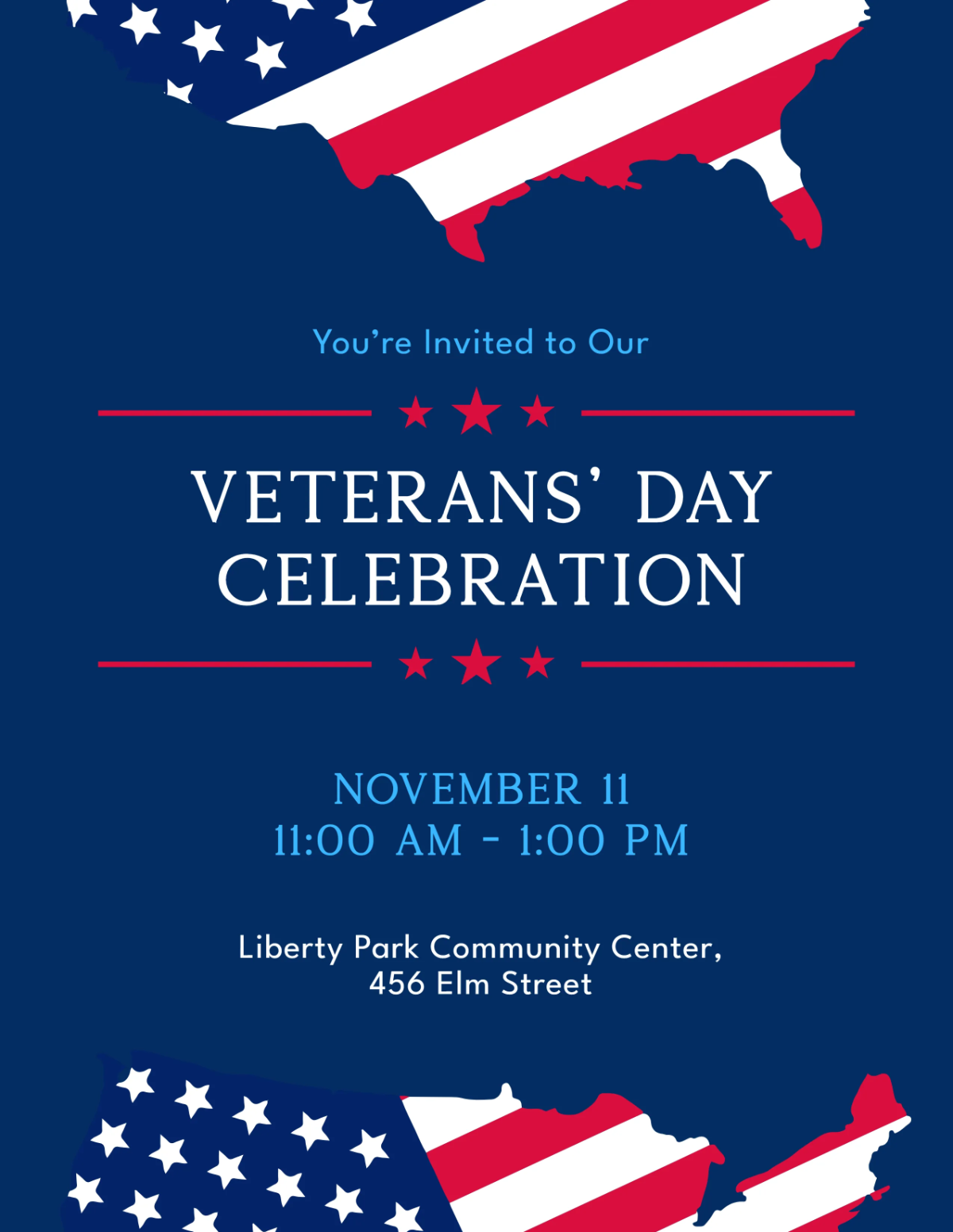Free Veterans' Day Invitation Flyer Template to Edit Online