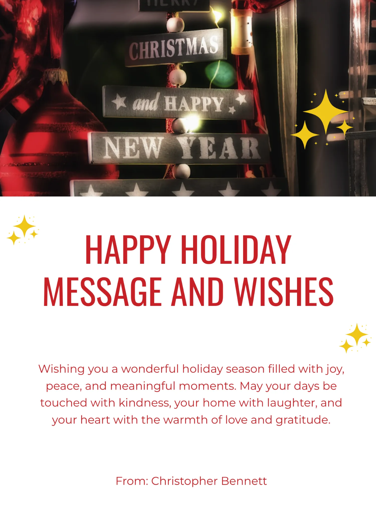 Free Happy Holiday Message and Wishes Template to Edit Online