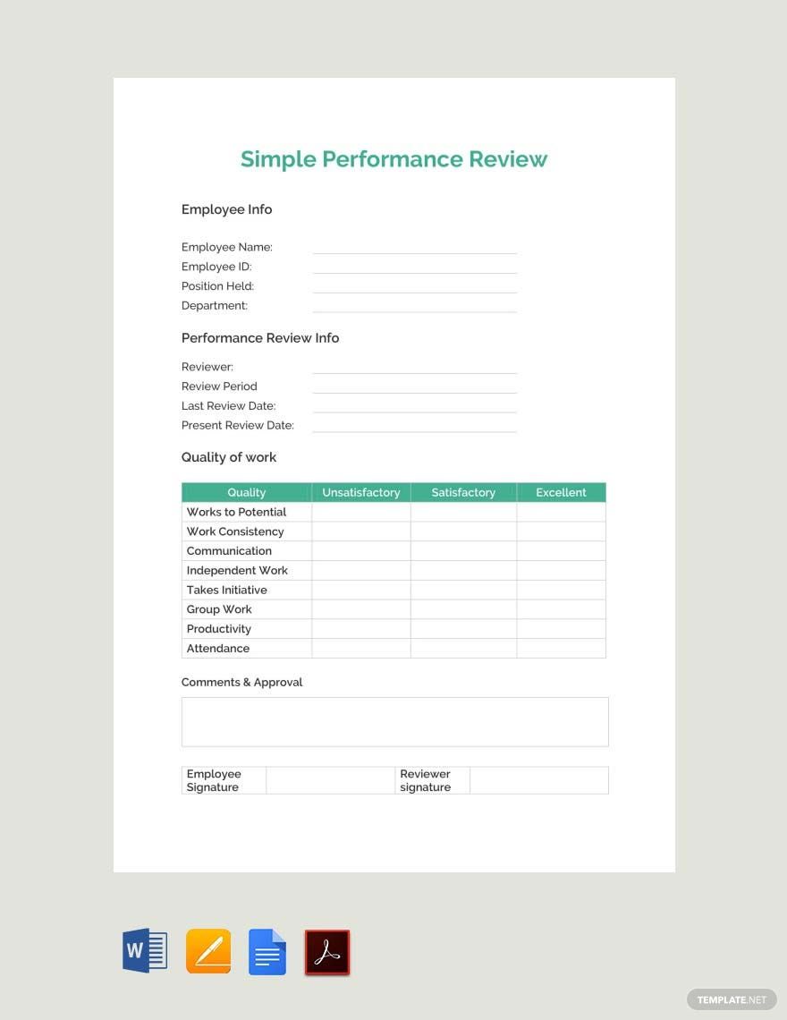 Simple Performance Review Template