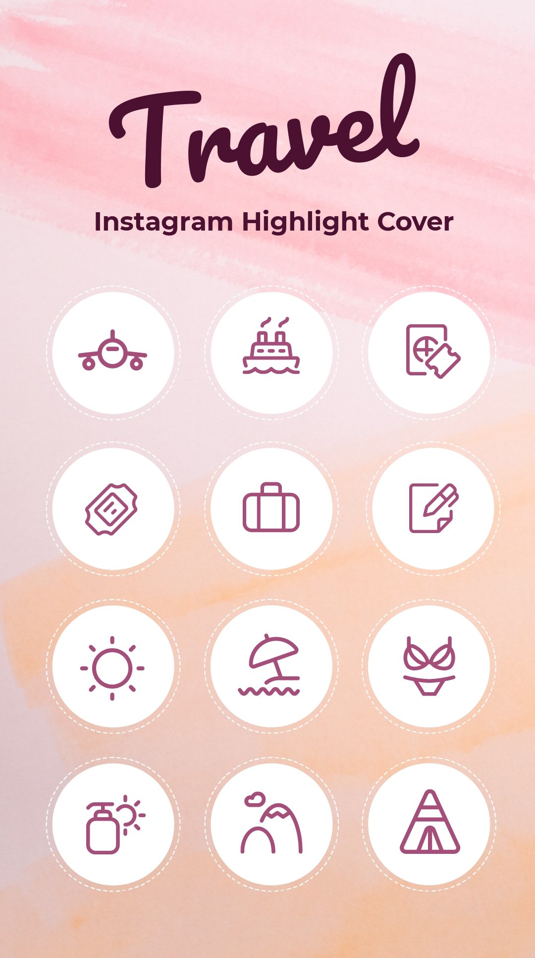 instagram highlight cover travel pink