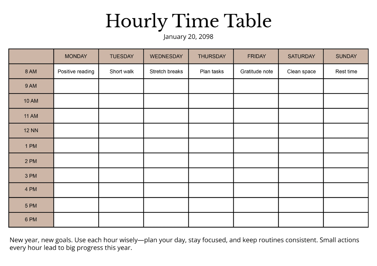 Free Hourly Timetable Template to Edit Online Free Hourly Timetable Template to Edit Online