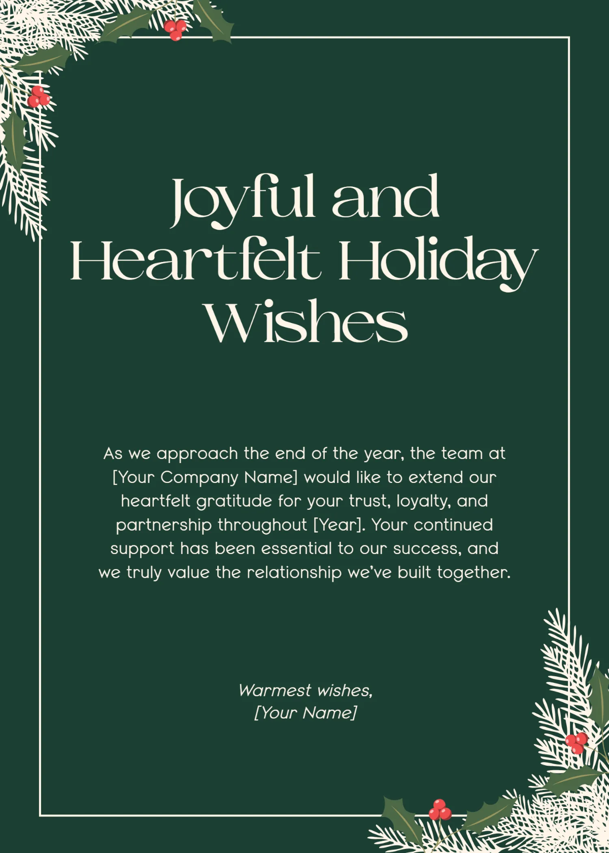 Free Editable Happy Holiday Wishes Template to Edit Online