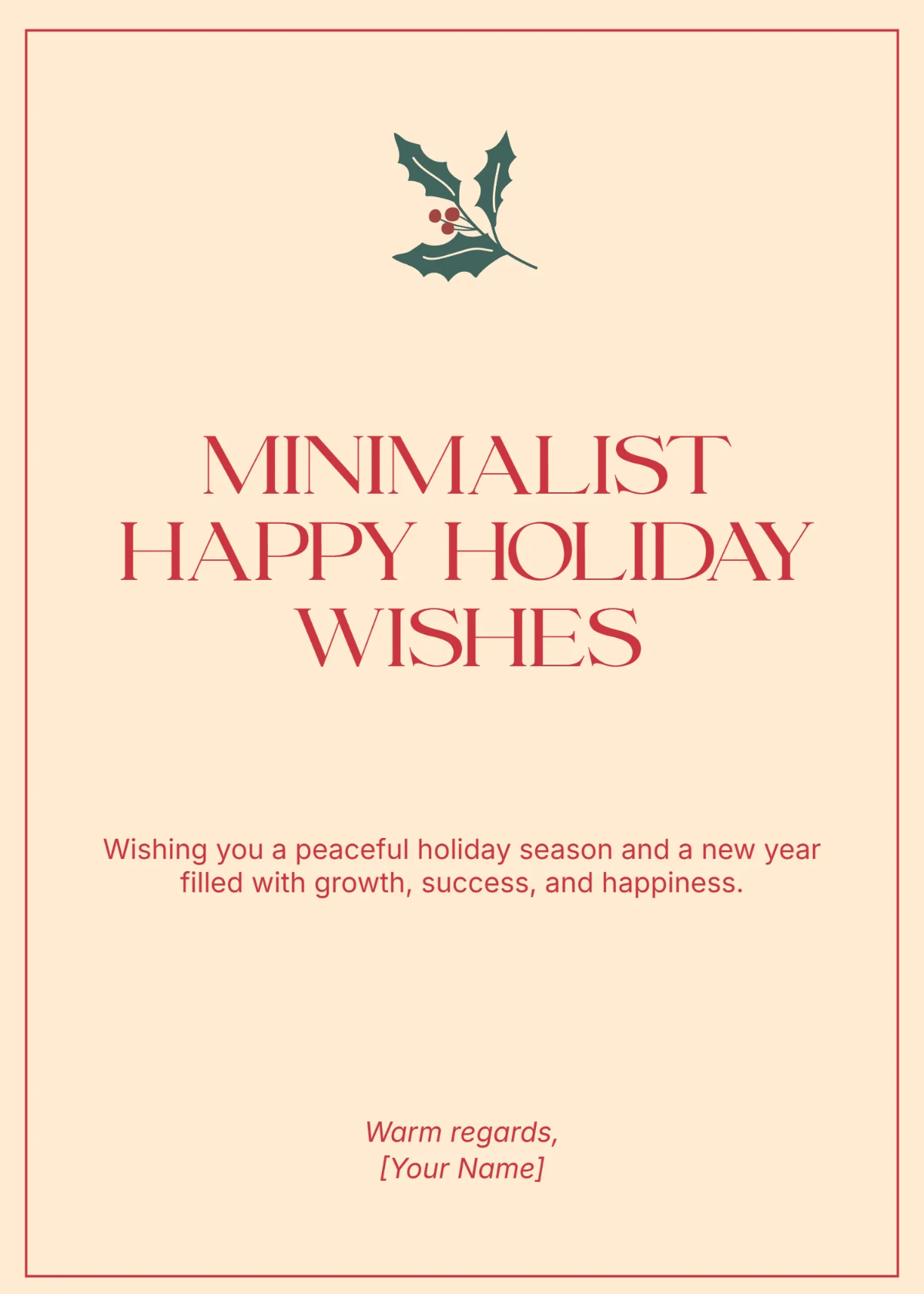 Free Minimalist Happy Holiday Wishes Template to Edit Online