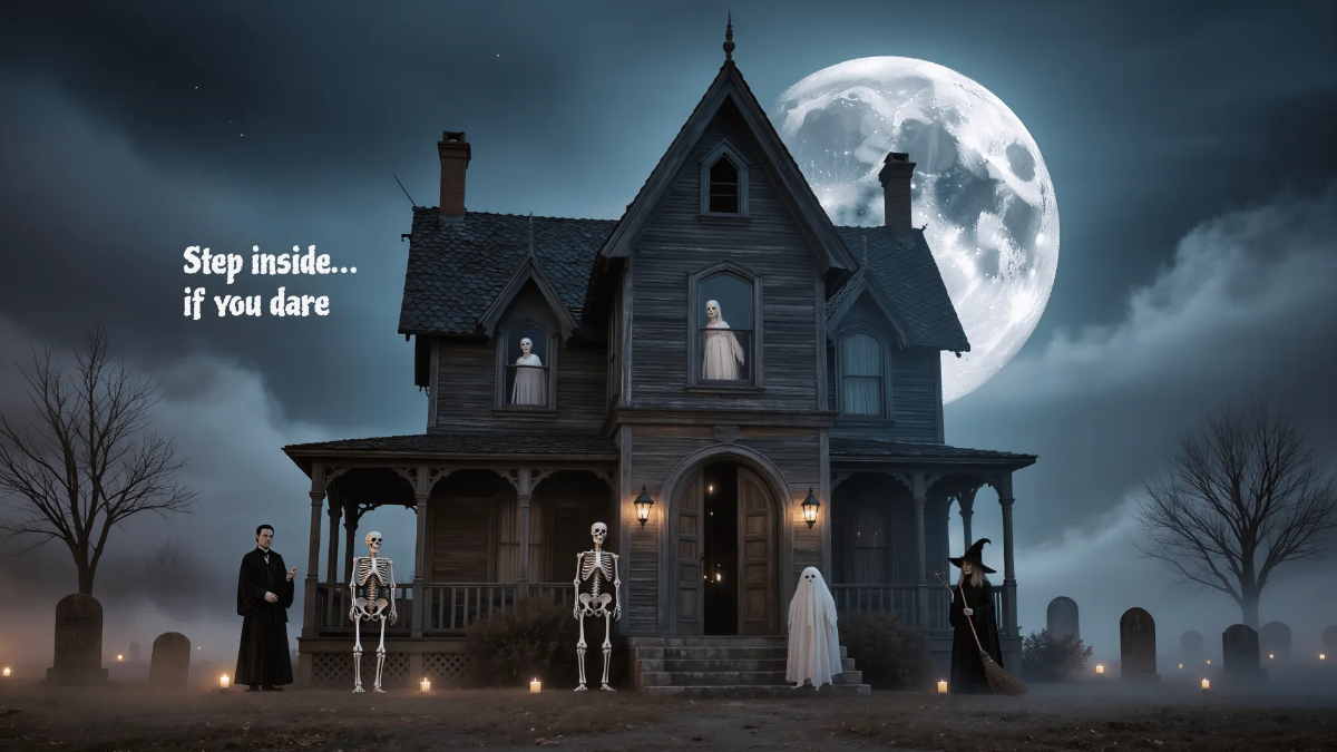 Free Haunted House Desktop Wallpaper Template to Edit Online