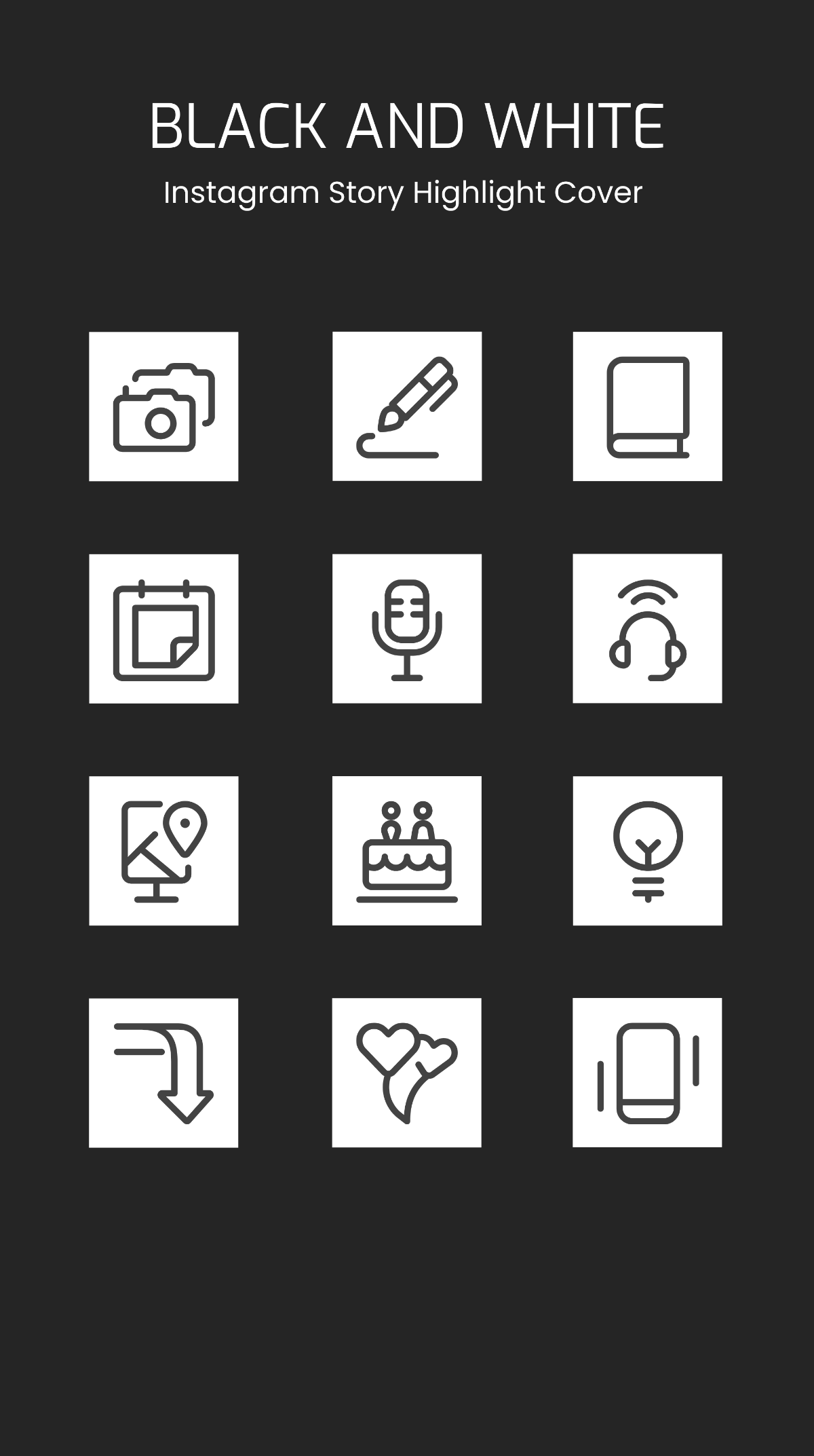 Free Black and White Instagram Story Highlight Cover Template to Edit Online