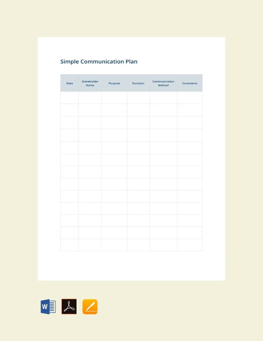 simple communication plan template fyvo0
