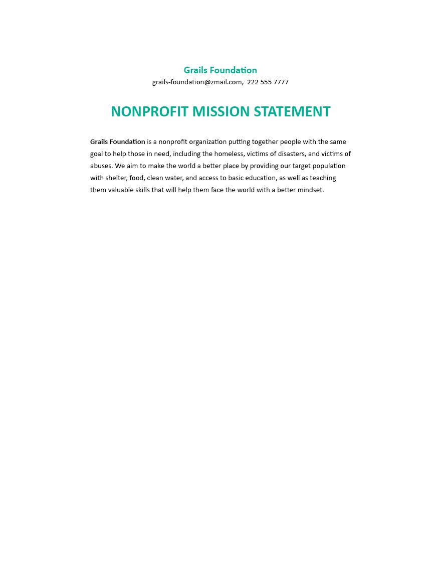 Nonprofit Mission Statement Template