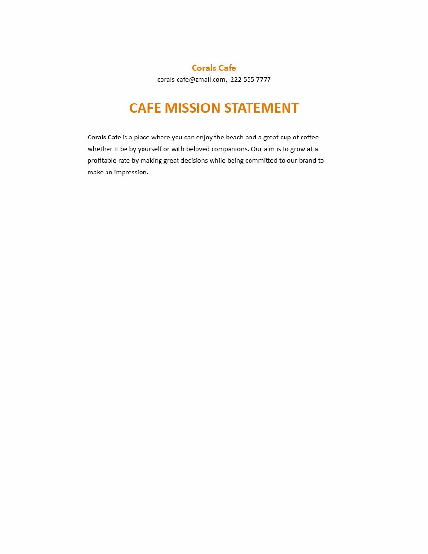 Sample Mission Statement Template in Word, Google Docs