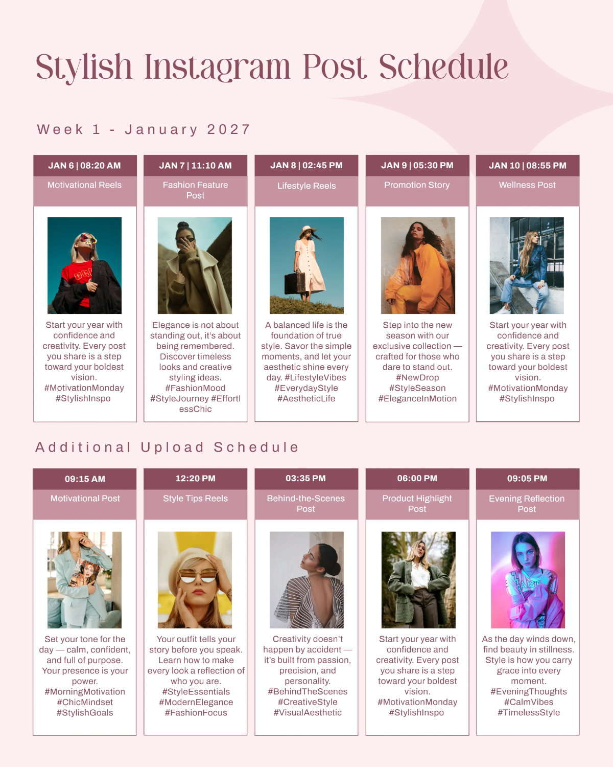 Free Stylish Instagram Post Schedule Template to Edit Online Free Stylish Instagram Post Schedule Template to Edit Online