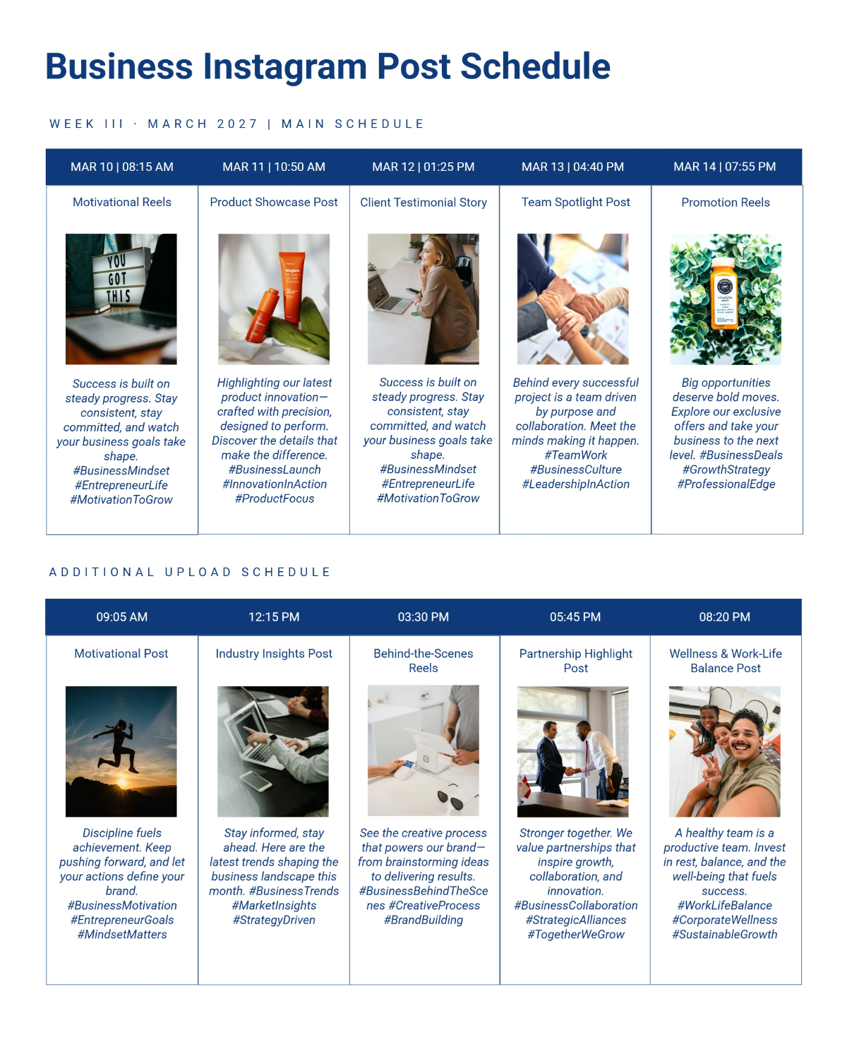 Free Business Instagram Post Schedule Template to Edit Online Free Business Instagram Post Schedule Template to Edit Online