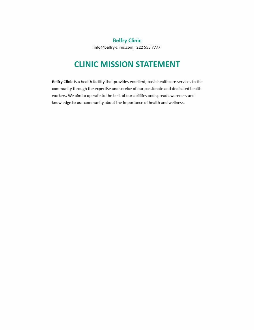 Clinic Mission Statement Template