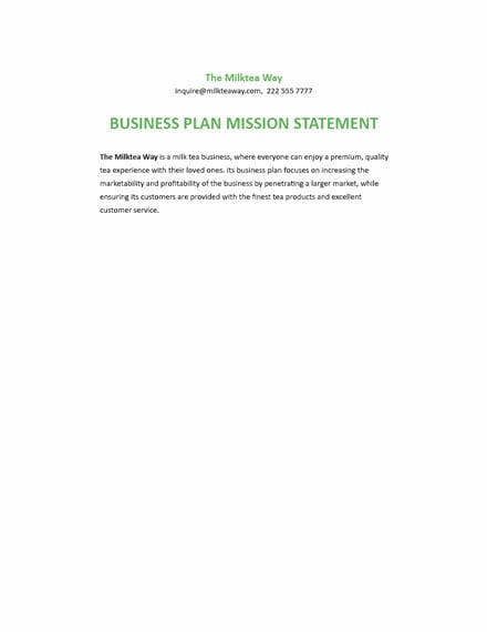 mission business plan template