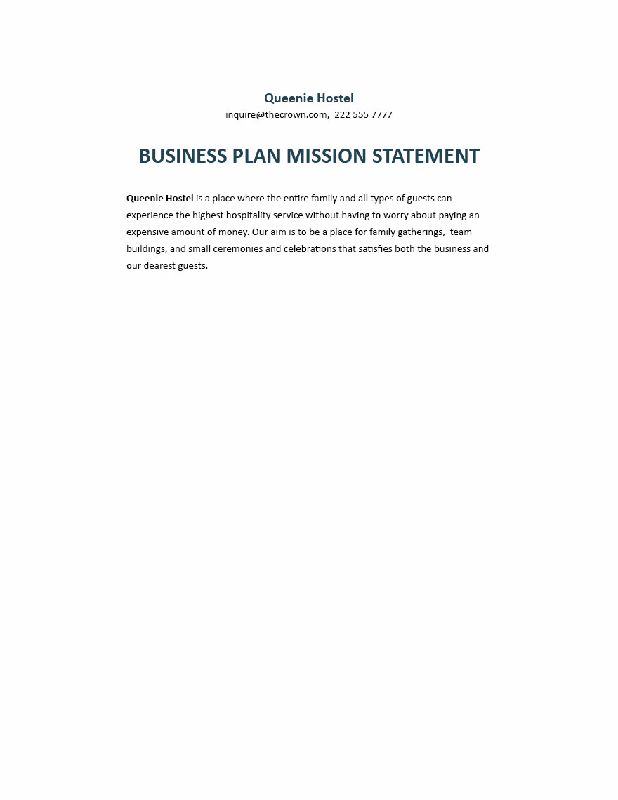 Clothing Business Mission Statement Example Template Google Docs