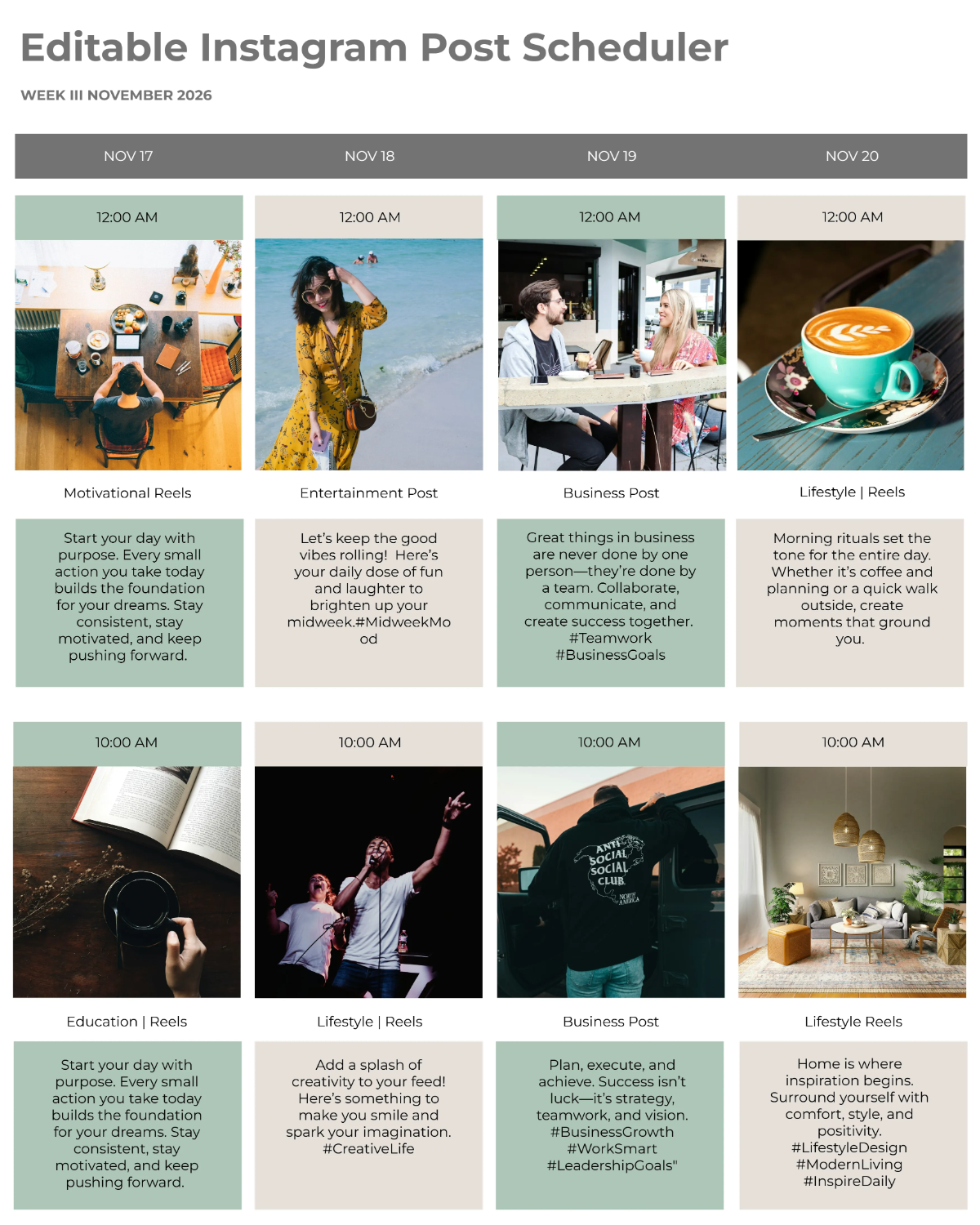 Free Editable Instagram Post Scheduler Template to Edit Online Free Editable Instagram Post Scheduler Template to Edit Online