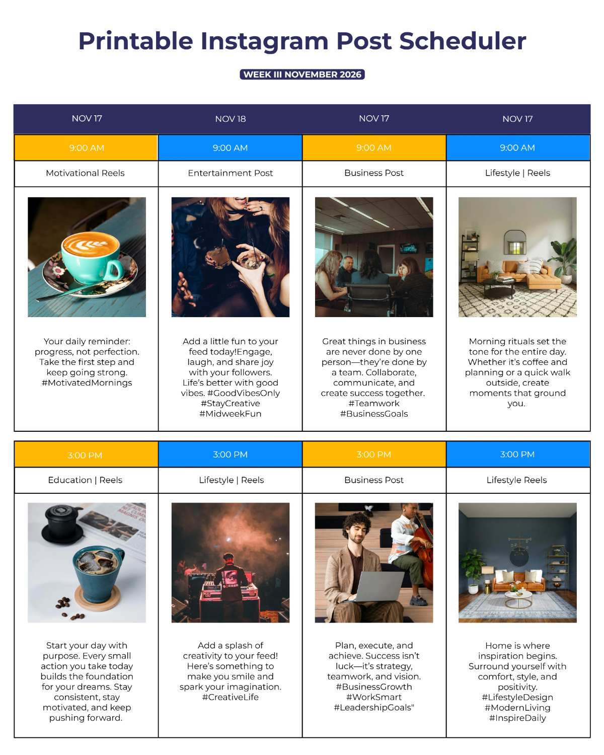 Free Printable Instagram Post Scheduler Template to Edit Online Free Printable Instagram Post Scheduler Template to Edit Online