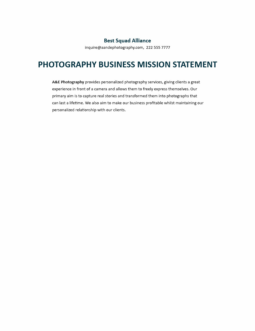 Clothing Business Mission Statement Example Template Google Docs