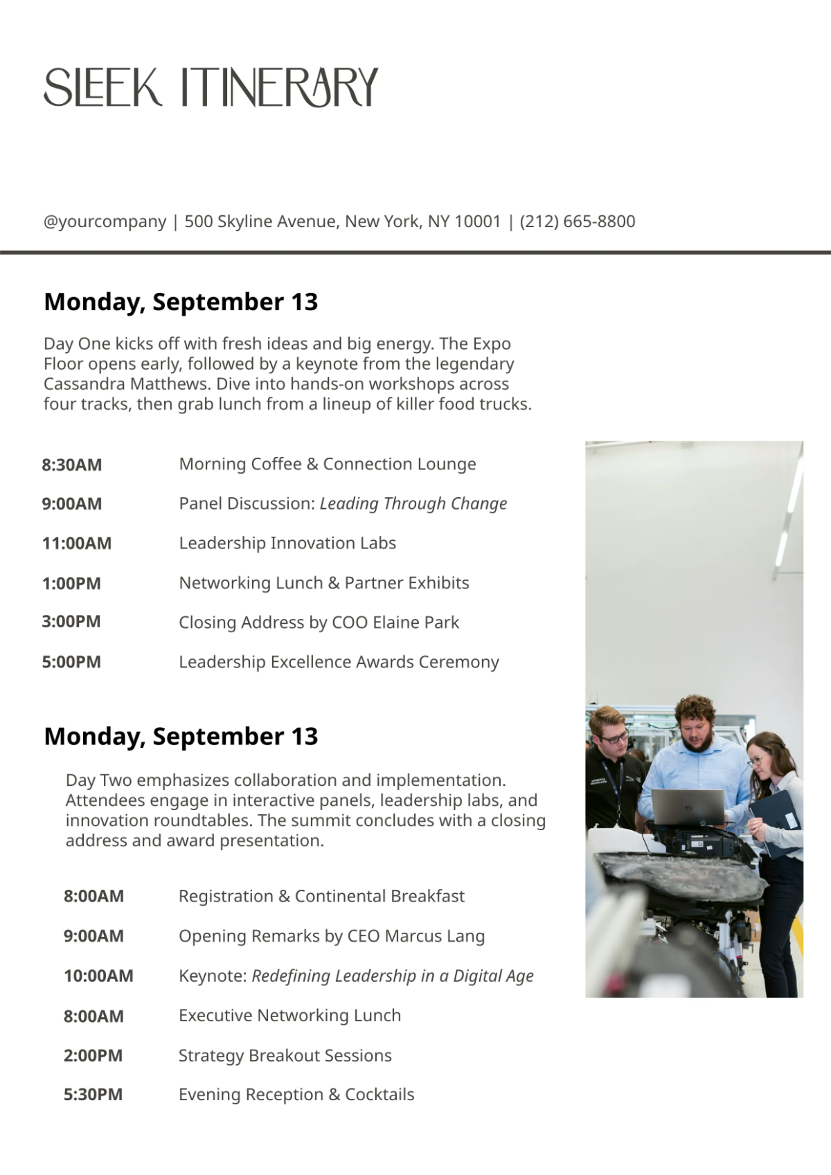 Free Sleek Itinerary Template to Edit Online